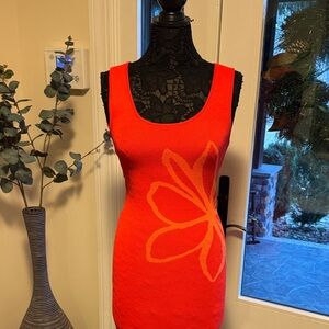 Anthropologie Orange Floral Mini Dress